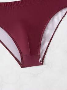 Manfinity Swimmode Men's Minimalist Fashion Swimming Trunks, Suitable For Summer - Burgundy - View 5