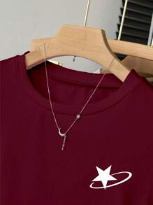 INAWLY 女士圆领星星印花短袖 T 恤，夏季