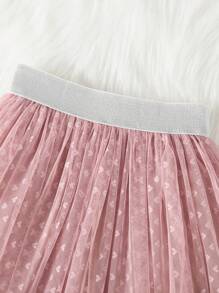 Girls Elegant & Polka Dot Mesh Mini Skirt - Dusty Pink - View 3