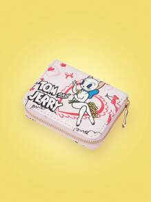 TOM & JERRY X SHEIN 1pc Fashionable & Cute Cat & Bow Printed Short Wallet - Multicolor - View 3