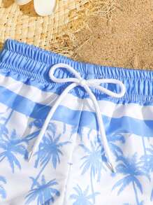 Baby & Toddler Boys Coconut Tree Print Woven Fabric Swim Trunks - Multicolor - View 3
