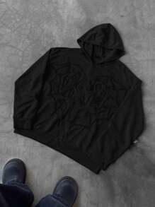 Manfinity Roghcode Áo hoodie Manfinity Streetrush nam phong cách đường phố tối màu, áo hoodie phong cách Gothic Street Rock, phù hợp cho các lễ hội âm nhạc và hàng ngày. Món quà tuyệt vời cho bạn trai hoặc chồng, áo hoodie khóa kéo Y2K, mùa thu - màu đen - Xem 5