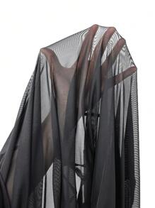 ROMWE Goth Punk Bling Slip Dress Cover Up, Halloween - Black - View 7