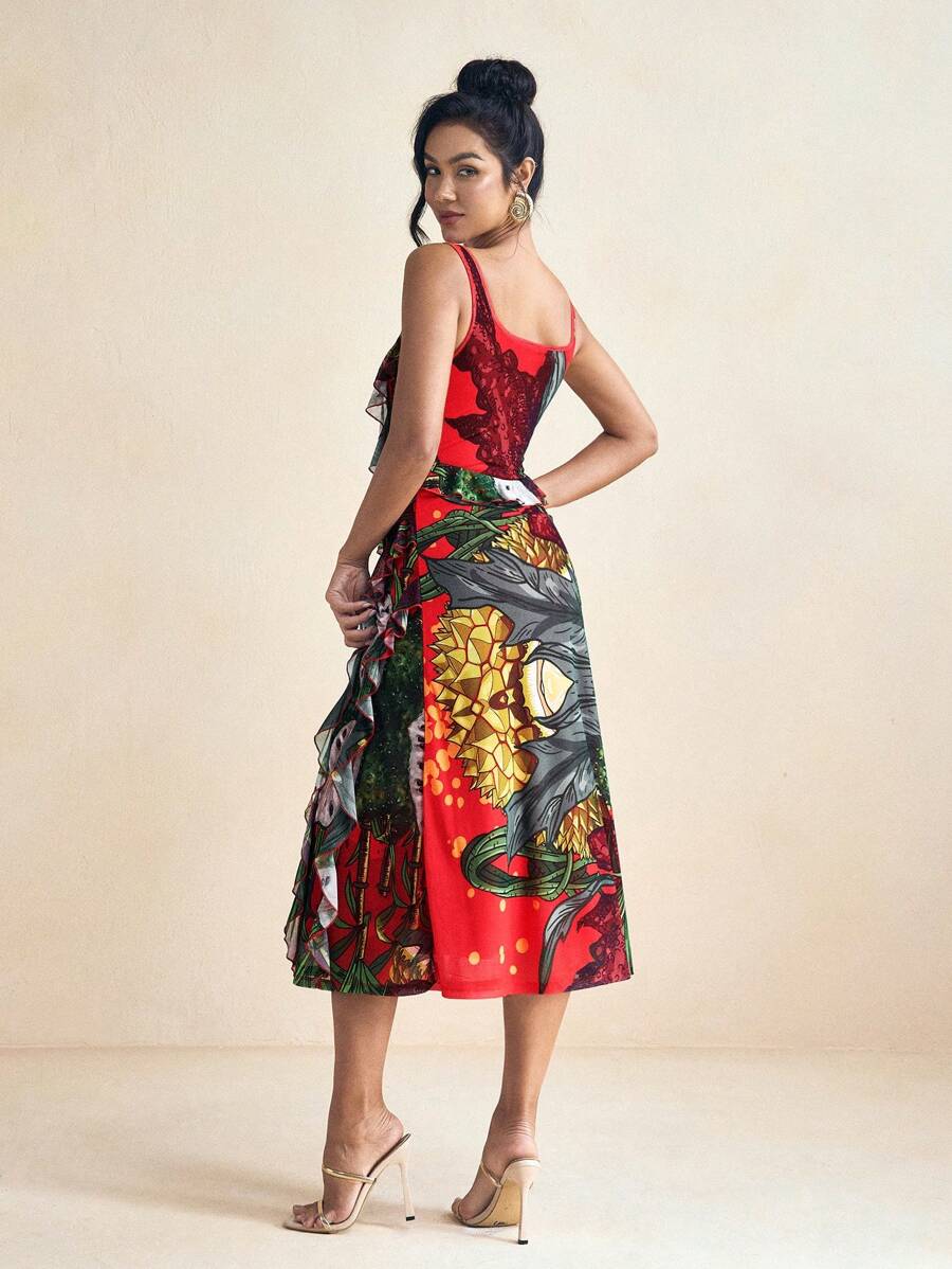 SHAQUITA GARCIA Đầm Maxi Xếp Ly In Hoa Quả Thanh Lịch Cho Nữ Mùa Xuân Hè Ngày Lễ - Nhiều màu - Xem 1