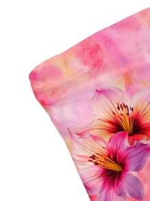 myriadwaveart Pink Floral Print Sleeveless Summer Top For Women, Boho Style - Multicolor - View 4
