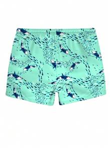 Manfinity KASUA Men's Dolphin Printed Drawstring Waist Beach Shorts - Black - View 2