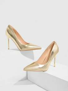 CUCCOO SZL Women's Classic High Heel Pumps For Christmas - Gold - View 6
