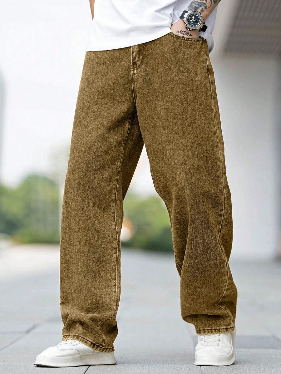 Manfinity Hypemode Jeans holgados de algodón para hombre con bolsillo en ángulo