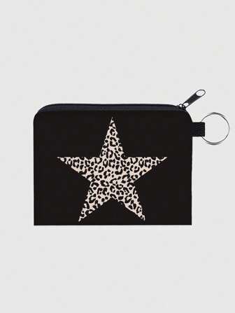 Goth Porte-monnaie imprimé pentagramme et léopard, Style n° : 229047