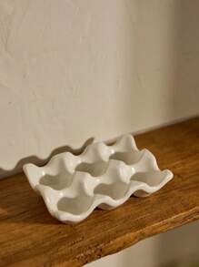 Cirelle 1 pieza Bandeja de cerámica con 6 cavidades, rejilla para huevos, organizador de huevos de cerámica, caja de almacenamiento, estante decorativo, vajilla, apto para refrigeradores, encimeras, exhibición en cocinas