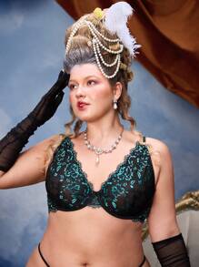 PinupPomp Plus Size Lace Underwire Lingerie Bra - Multicolor - View 3