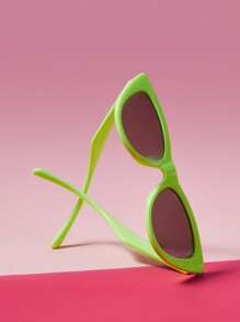 THE POWERPUFF GIRLS X SHEIN Cute & Fashionable Buttercup Pattern Colorblock Eyeglasses - Green - View 3