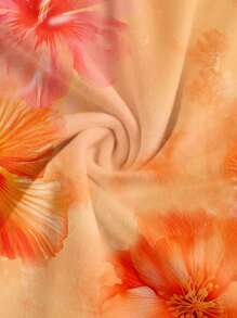 SHEIN MOD Casual Asymmetrical Hem Floral Print Cropped Tank Top For Women, Suitable For Holiday And Summer, Pintue Flower Pattern,Tube Top Suitable For Going Out