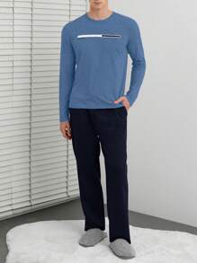 EURMUSE Men Letter Graphic PJ Set - Multicolor - View 4