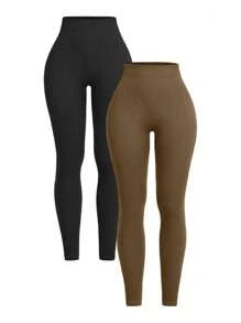 Easithlete 2条装无缝时尚运动紧身裤女式瑜伽裤 - 彩色 - 查看 2