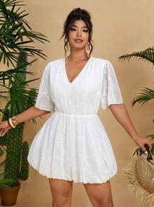 Sunnyshic Tuta intera da donna in tessuto con texture, a palloncino, stile jumpsuit