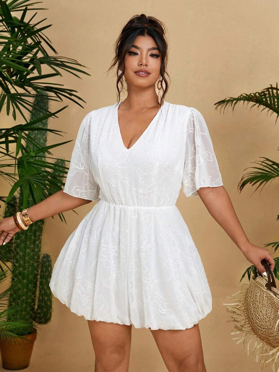 Sunnyshic Tuta intera da donna in tessuto con texture, a palloncino, stile jumpsuit