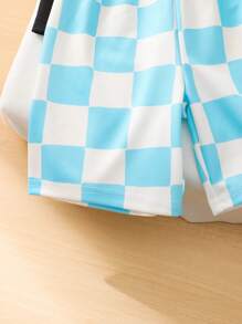 幼儿男童格子轻便舒适休闲短裤，适合秋季/春季/夏季，适合户外、学校、家居服，适合 4-7 岁