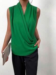 SHEIN Unity Women's Solid Color Casual Shirt Suitable For Summer - Green - View 4