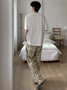 DAZY Plaid Casual Pajama Pants For Men, Spring - Beige - View 2