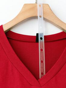 SHEIN LUNE 加大码圣帕特里克节绿色口袋T恤春假波西米亚风狂欢T恤节日春假T恤老钱风格女士狂欢T恤 - 紅色 - 查看 4