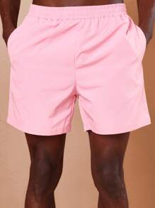 SUMWON Premium Pull-On Athletic Swim Trunks Elastic Waistband Summer Beach Pool Shorts Athletic Sport Swimwear For Swimming Vacation Casual Comfortable Regular Fit - Pink - View 6