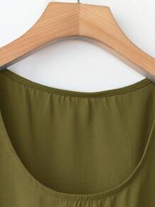 EMERY ROSE Plus Size Sleeveless Solid Color Casual Vacation Dress - Army Green - View 4