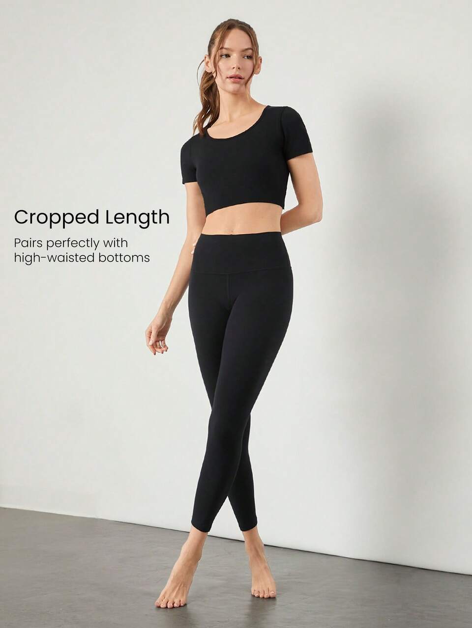 Seamless Carefree Crossover Back Cropped Short-Sleeve Active Top Daily Casual Wear Removable Cups