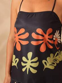 Breezaya 2 pezzi/set, Taglia oversize, Pigiama stampato con motivi tropicali, Canotta e pantaloni, Adatto per spiaggia e vacanze, Nuovo arrivo per l'estate
