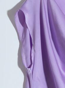 Franclia Women's Short Sleeve Crop Top Blouse, Summer - Purple - View 5