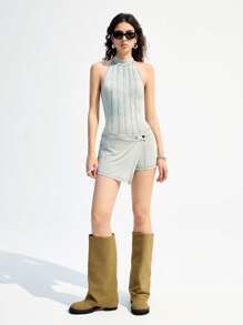 LYSMO 女士水洗绿色不对称下摆连体裤 - 春夏 - 綠色 - 查看 1