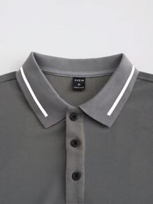 Manfinity Homme Men's Color Block Short Sleeve Casual Commuter Polo Shirt - Grey - View 4