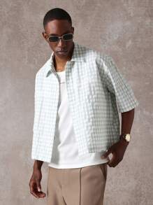 SUMWON Creative Society Inc 格纹纽扣衬衫休闲街头风春夏超大号设计师衬衫经典日常必备