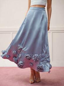 MOTF PREMIUM STEREO FLORAL FLOWY SKIRT - Blue - View 6