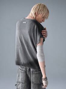 NEON BLANC Men's Street Fashion Jacquard Knit Grey Crew Neck Sweater - Light Grey - View 3