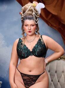 PinupPomp Plus Size Lace Underwire Lingerie Bra - Multicolor - View 6