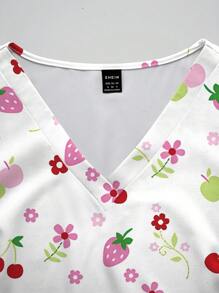 PopScrub Women's Sweet Strawberry, Cherry, Colorful Abstract Floral Print Scrub Top, Pocket Shirt, V-Neck Short Sleeve Scrub Uniform Blouse For Summer Cute Cartoon Colored Butterfly Print Scrub Uniform Top Print V Neck Frosted Scrub Top, Casual Short Sleeve Work Wear, Women Sweetheart V-Neck Ruched Blouse, Women Short Sleeve V-Neck Nurse Uniform Shirt With 2 Pockets, Soft Stretchy Ruched Graphic Tee V-Neck Short Sleeve Blouse For Lady Wear Women's V-Neck Short Sleeve Double Pocket Cute Cartoon Animal Pink Heart Rabbit Print Simple Nurse Uniform Set/Doctor Work Uniform Set/ Examination & Surgery Uniform Set/Solid Color Pet Grooming Work Uniform Set/Nutritionist Work Uniform Short Sleeve Set/Functional Multi-Pocket Lab Work Uniform Top - Multicolor - View 6