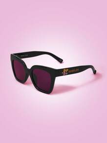 THE POWERPUFF GIRLS X SHEIN Bubbles & Letter Print Fashion Glasses - Black - View 1