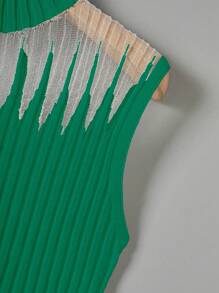 Chiquease 女士纯色针织上衣，简约时尚，适合夏季 - 綠色 - 查看 3