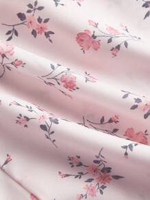 SHEIN MOD Váy hoa cổ vuông ren phía trước xếp nếp phía sau, váy dự tiệc, váy ăn trưa, váy đi nghỉ, váy tiệc, váy ngày lễ tình nhân, váy năm mới, trang phục đi nghỉ ở bãi biển - Màu Hồng baby - Xem 4