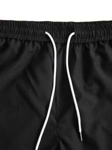 Manfinity Homme Men's Drawstring Waist Cargo Pocket Casual Shorts - Black - View 4