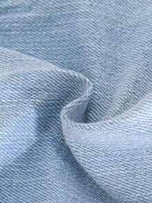 SHEIN 3 件套男婴夏季休闲柔软可爱深蓝色、中蓝色、浅蓝色修身牛仔短裤套装，适合婴儿春夏装和日常穿着