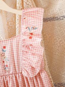 SHEIN Tween-Mädchen Lässiges, schlichtes Sommerkleid mit Flügelärmeln - Pink - Übersicht 7