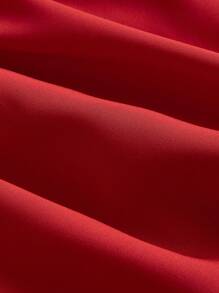 SHEIN MOD 大码红色超长蕾丝荷叶边维多利亚复古超长连衣裙、派对礼服、舞会礼服，工艺精湛 - 紅色 - 查看 4