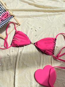 Swim Vcay Spaghetti Strap Leopard Print Bikini Top, Random Print - Multicolor - View 2