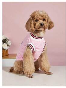 1pc Letter Graphic Pet Tee For Dog And Cat For Summer - Pink - View 3