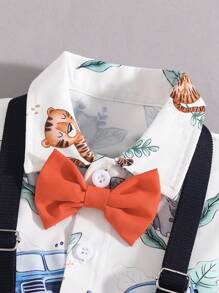 Young Boy Comfortable Cute Bowknot Suspender Gentleman Set - Multicolor - View 4