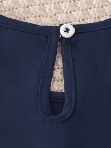 Elladie kids Girlhood Core 女孩纯色褶饰蝴蝶结点缀休闲日常服装，粉色 - 寶藍色 - 查看 8