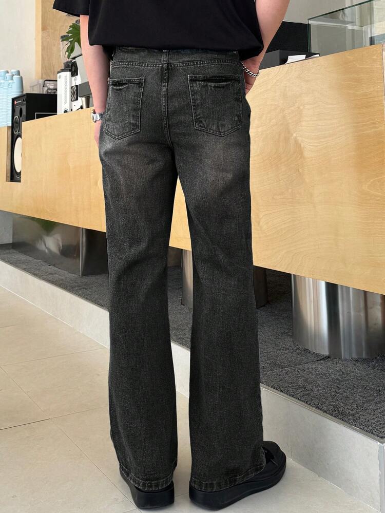Men's Casual Washed Vintage Straight-Leg Jeans Fall,Winter