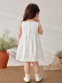 Blossori Vestido elegante francés con acabado de encaje blanco para niñas pequeñas, para primavera/verano - Blanco - Ver 2
